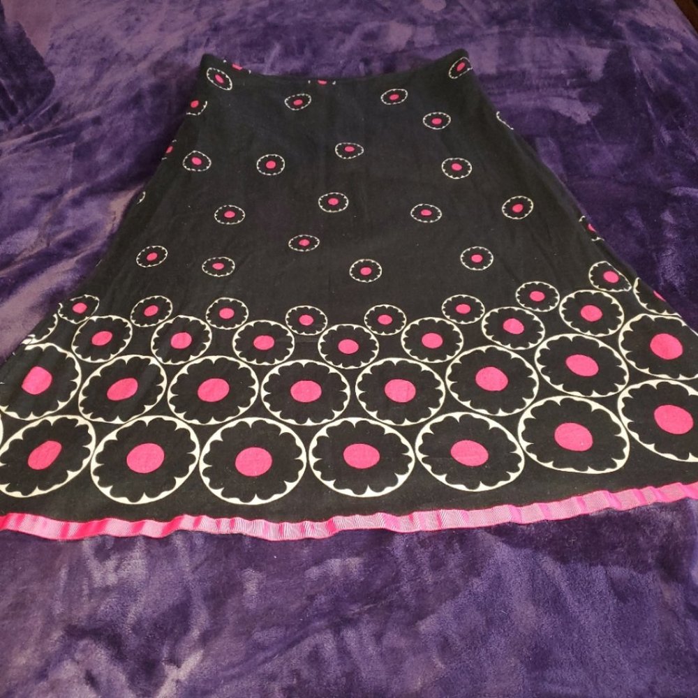 Willi Smith skirt black and pink
